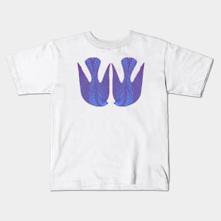 Cute blue love bird couple in the air Kids T-Shirt